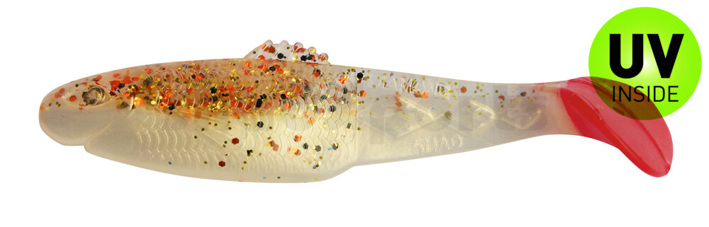 001407B001RT Diamond-Shad 2,5" (ca. 7,0 cm) goldperl / Desert-Sand / red tail