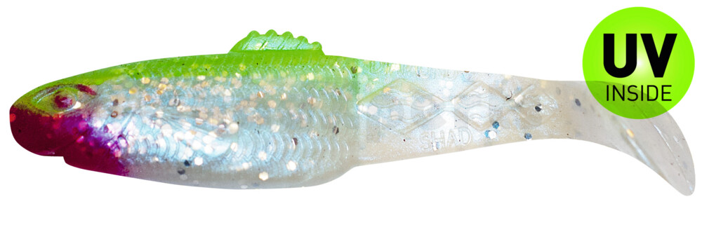 001413046 Diamond Shad 5" (ca. 13,5 cm) blauperl-Glitter / grün