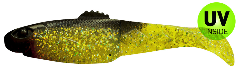 001413067 Diamond Shad 5" (ca. 13,5 cm) grün(chartreuse)-Glitter / schwarz