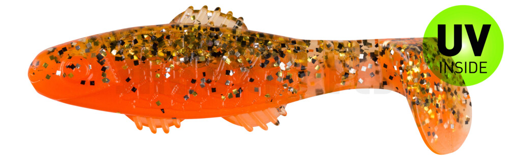 001008B032 Killer Shad 3" (ca. 8,0 cm) orange / klar gold,schwarz Glitter