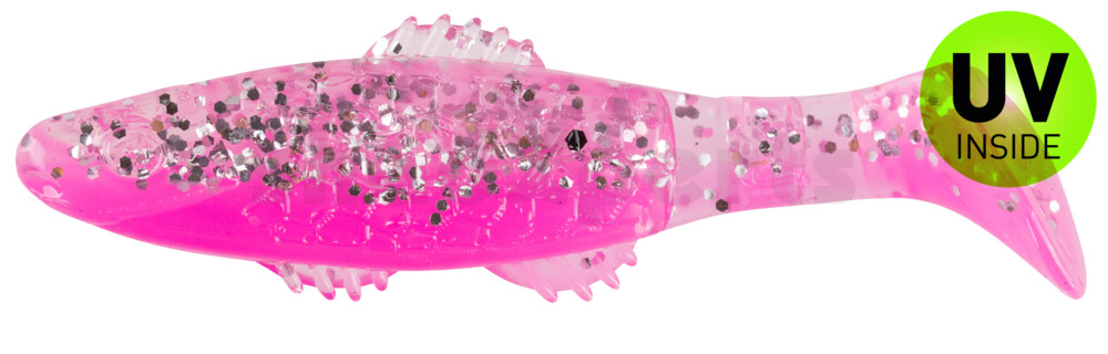 001008B300 Killer Shad 3" (ca. 8,0 cm) bubblegum / klar silber Glitter
