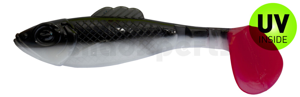 003311B016RT Super Shad 4"" reinweiss / schwarz / red tail
