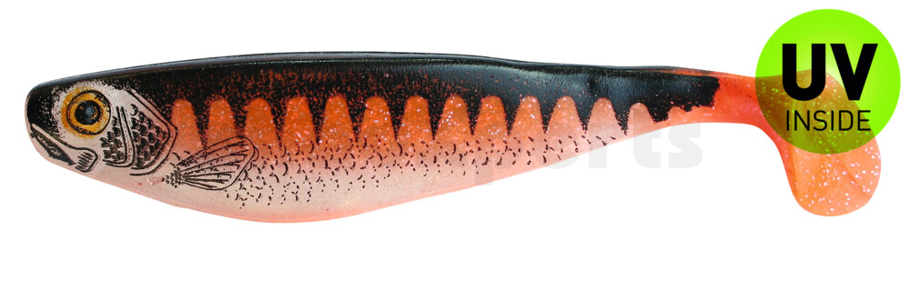 R423-122Z USA Printer 9" (ca. 23,0 cm) fluoorange Glitter / Zander / Bauch: weiß