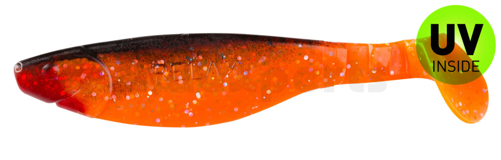 000212122 Kopyto-River 4" (ca. 11,0 cm) klar fluoorange-Glitter / schwarz