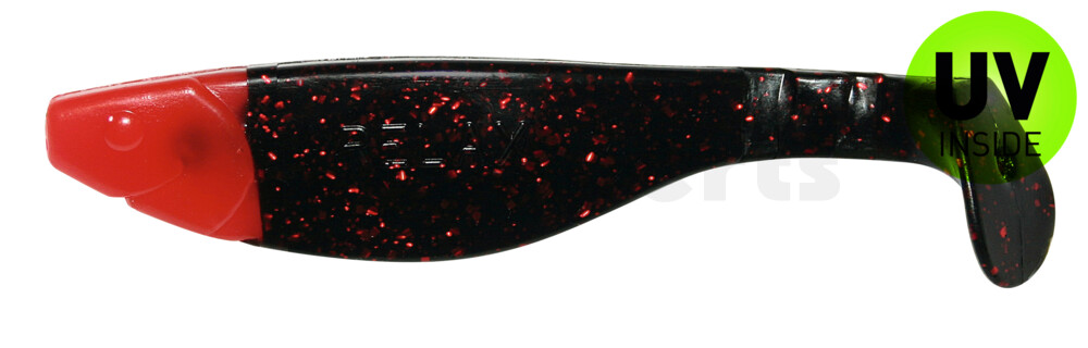000212204RH Kopyto-River 4" (ca. 11,0 cm) schwarz-rot-glitter / red head