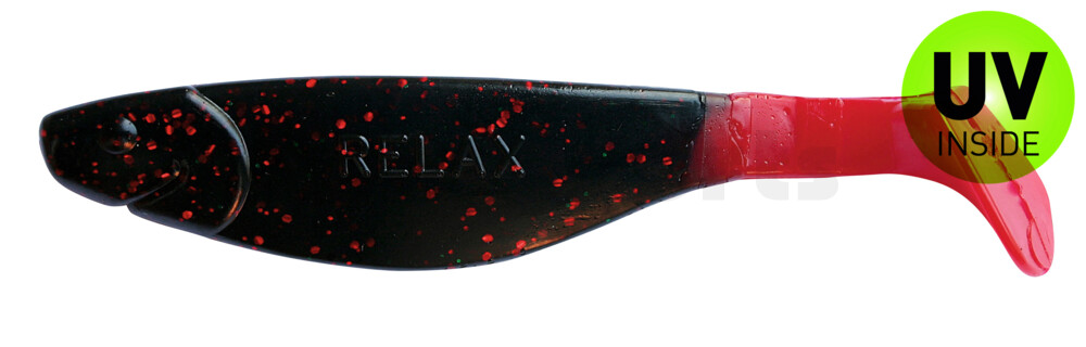 000212204RT Kopyto-River 4" (ca. 11,0 cm) schwarz-rot-glitter / red tail