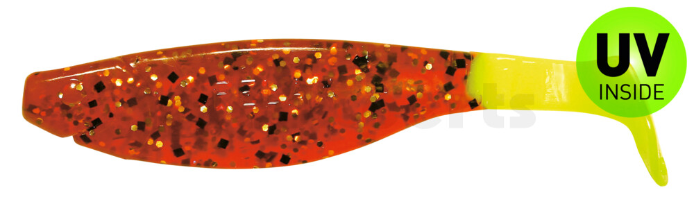 000212220FT Kopyto-River 4" (ca. 11,0 cm) bernstein gold-glitter / fire tail
