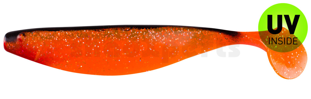 000423122 Xtra-Soft 9" (ca. 23,0 cm) klar fluoorange-Glitter / schwarz