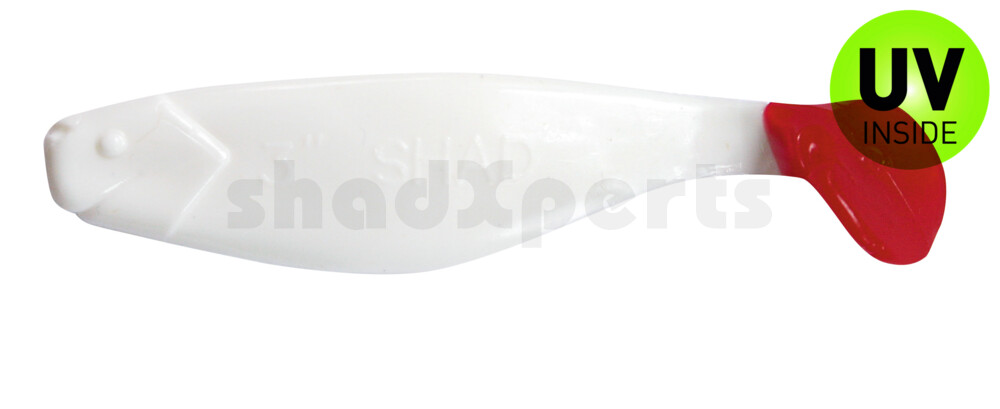 000408001RT Shad 3" (ca. 8,0 cm) reinweiss / red tail