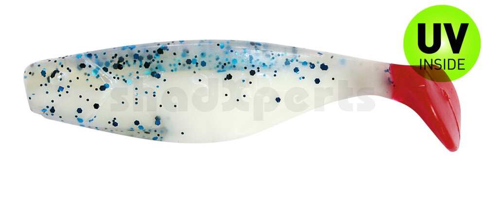 000408B078RT Shad 3" (ca. 8,0 cm) reinweiss / klar blau Glitter / red tail