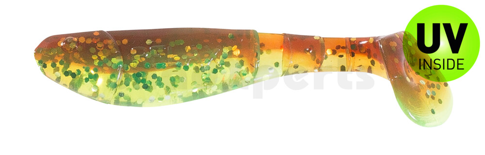 000207B054 Kopyto-Classic 2,5" (ca.7,0 cm) grün (chartreuse)-Glitter / motoroil Glitter