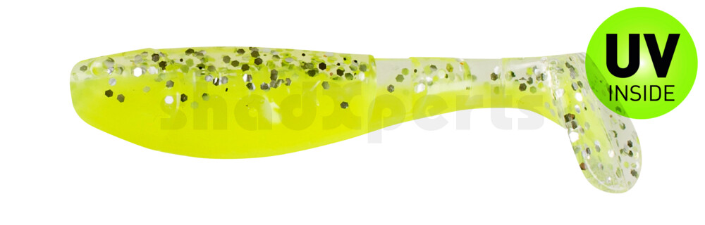 000207B319 Kopyto-Classic 2,5" (ca.7,0 cm) fluogelb / klar silber glitter