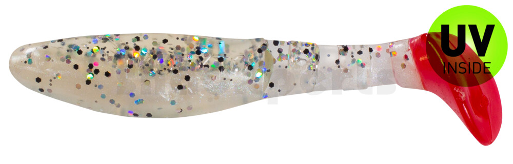 000208B004RT Kopyto-Classic 3" (ca. 8,0 cm) perlweiss / klar salt´n pepper Glitter / red tail