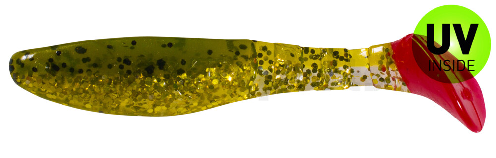 000208B173RT Kopyto-Classic 3" (ca. 8,0 cm) dunkelgrün Glitter  / klar gold Glitter / red tail