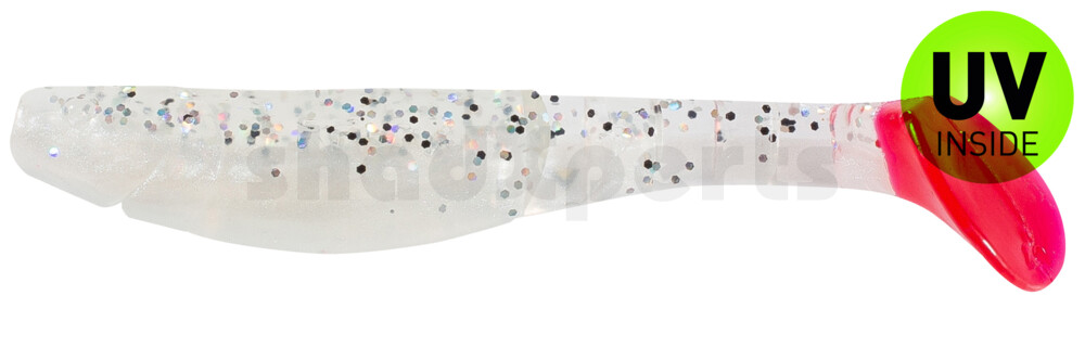 000211B004RT Kopyto-Classic 4" (ca. 11,0 cm) perlweiss / klar salt´n pepper Glitter / red tail