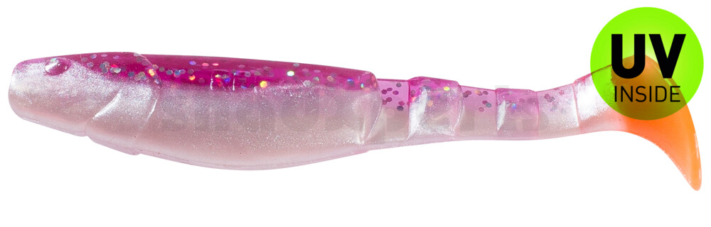 000211B020RT Kopyto-Classic 4" (ca. 11,0 cm) perlweiss / violett-transparent-Glitter / red tail
