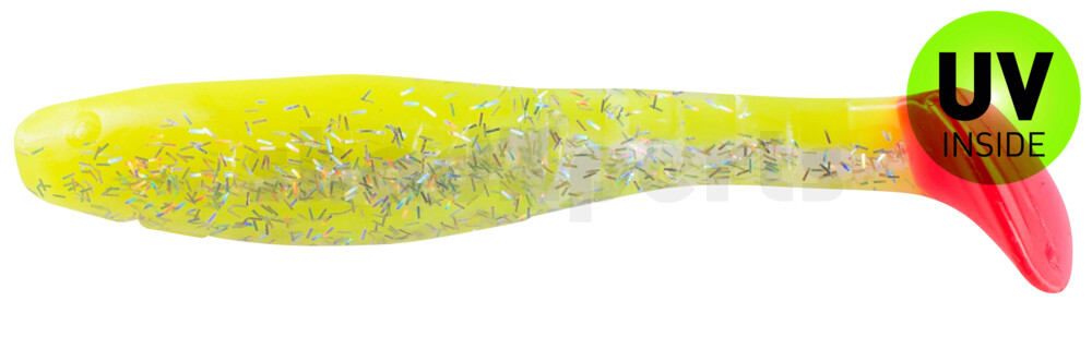 000211B034RT Kopyto-Classic 4" (ca. 11,0 cm) fluogelb  / fluogrün-Glitter / red tail