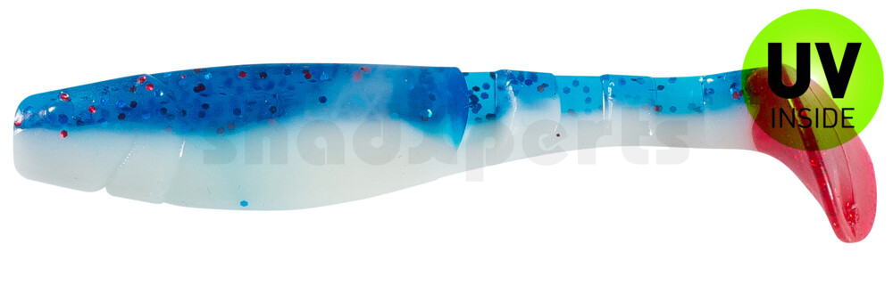 000211B078RT Kopyto-Classic 4" (ca. 11,0 cm) reinweiss / klar blau Glitter / red tail