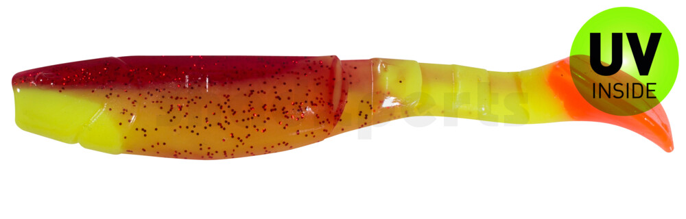 000211B177OT Kopyto-Classic 4" (ca. 11,0 cm) fluogelb / rot-rot Glitter orange tail