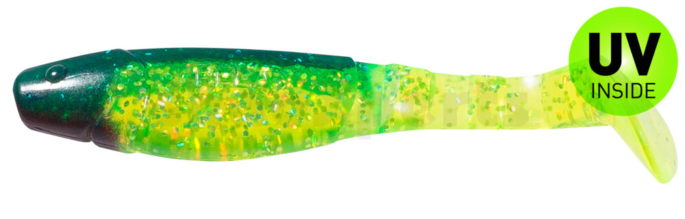 000211203 Kopyto-Classic 4" (ca. 11,0 cm) grün(chartreuse)-Glitter / blau