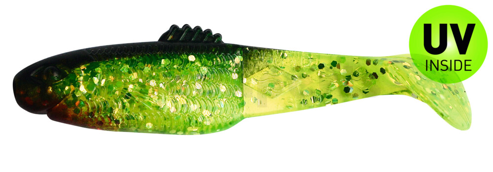 001407067 Diamond-Shad 2,5" (ca. 7,0 cm) grün(chartreuse)-Glitter / schwarz