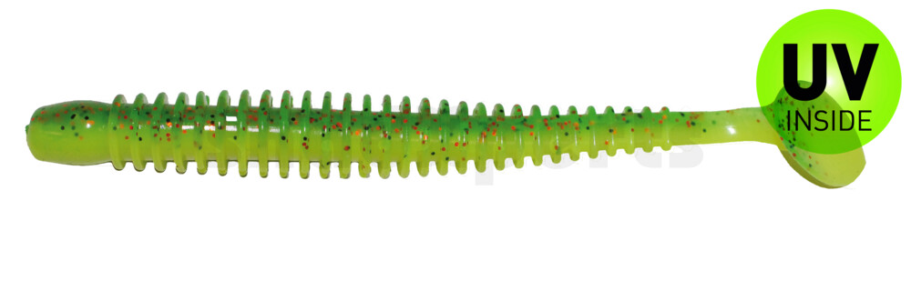 004010B002 Texas 4" (ca. 10 cm) fluogelb  / grün-Glitter