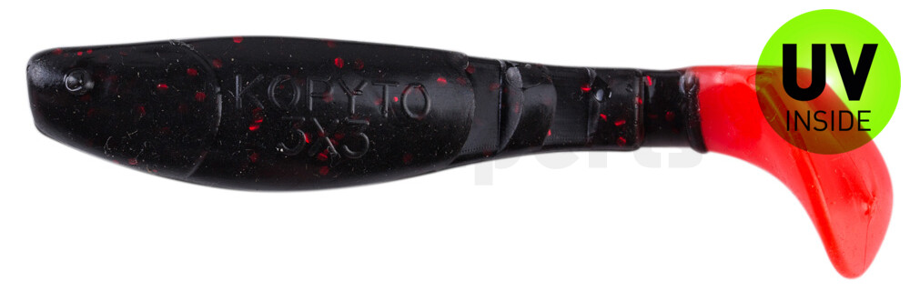 000208204RT Kopyto-Classic 3" (ca. 8,0 cm) schwarz-rot-glitter / red tail
