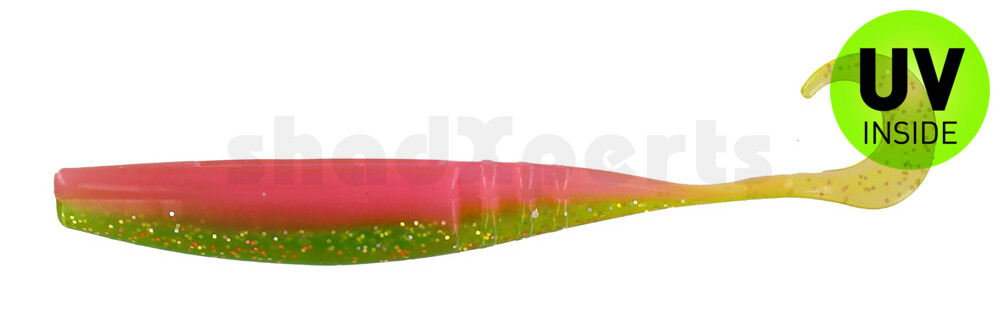 004613026 Jointed Jerk Minnow Curl Tail 5.5" (ca. 13 cm) Electric Chicken Glow