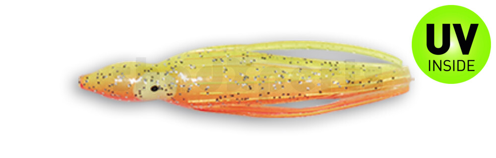 006616018 Octopus 6" (ca. 16cm) fluogelb / rot silber Glitter