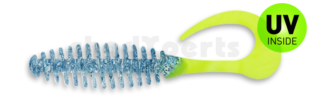 000612411 Turbotwister 5" (ca. 12,0 cm) klar sky blue Glitter / Fire Tail