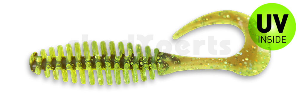 000512B054 Turbotwister 5" (ca. 12,0 cm) grün (chartreuse)-glitter / motoroil glitter