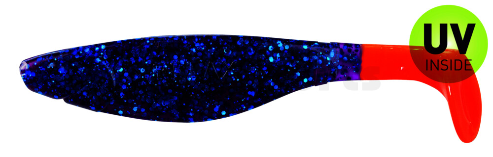 000212110OT Kopyto-River 4" (ca. 11,0 cm) violett-transparent-glitter / orange tail