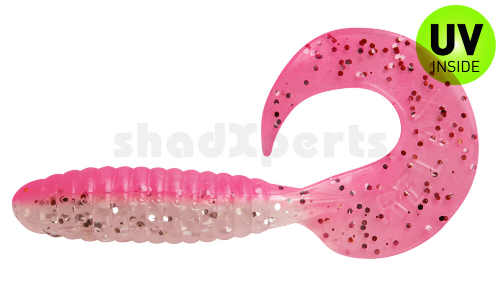 000508B300 Twister 4" laminiert (ca. 8,0 cm) bubblegum / klar silber Glitter