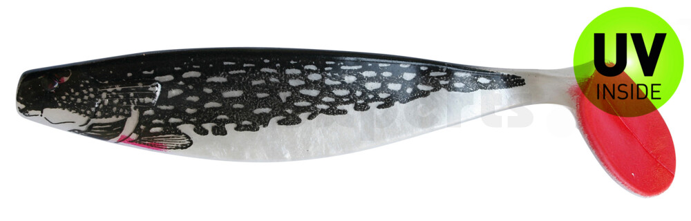 000416-007PIBRT Xtra-Soft-Nature 6" (ca. 16,0 cm) perlweiss / Hecht (schwarz) / red tail