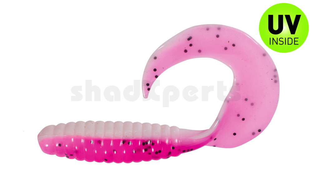 000508B320 Twister 4" laminiert (ca. 8,0 cm) reinweiss / hot pink Glitter