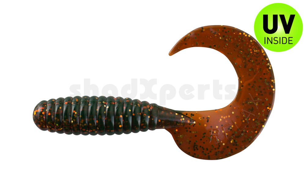 000613033 Xtra Fat Grub 5,5" regulär (ca. 13,0 cm) motoroil gold glitter