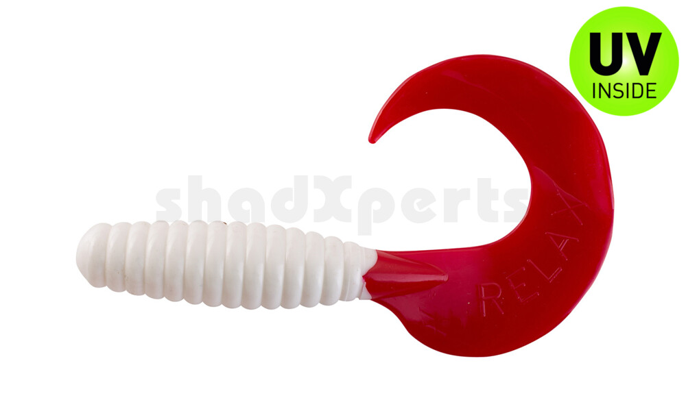 000613048 Xtra Fat Grub 5,5" regulär (ca. 13,0 cm) reinweiß / red tail