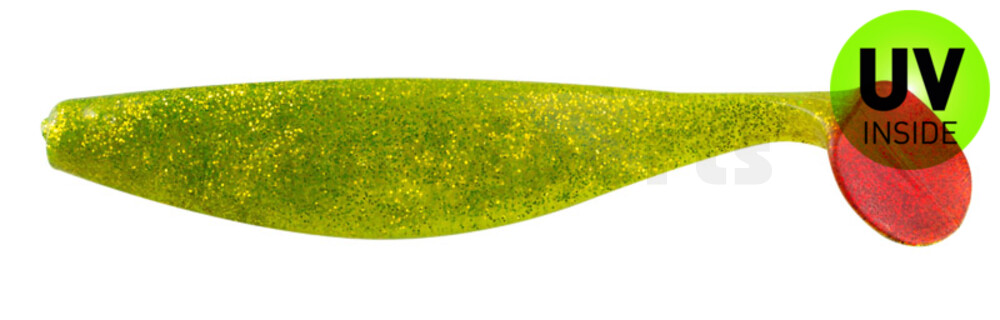 000418066RT Xtra-Soft 7" (ca. 18,0 cm) grün (chartreuse)-Glitter / Red Tail