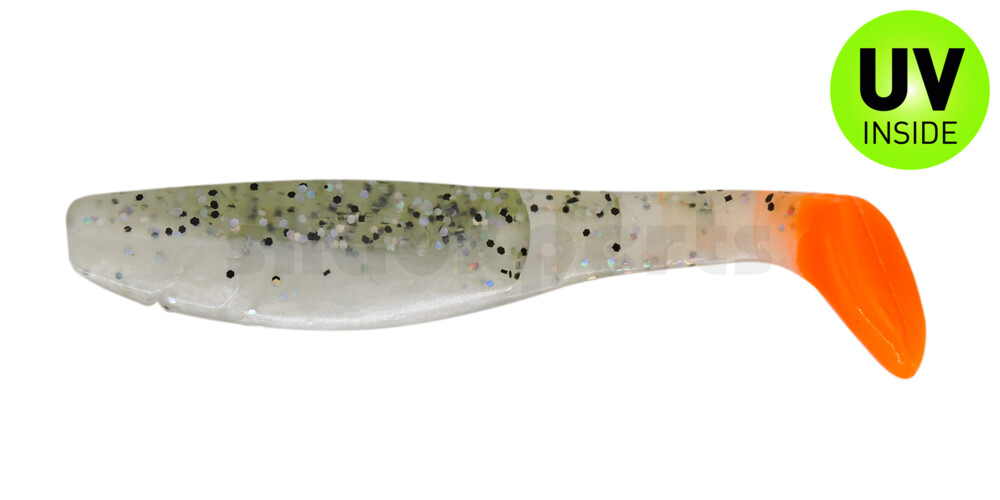 000211B004OT Kopyto-Classic 4" (ca. 11,0 cm) perlweiss / klar salt´n pepper Glitter / orange tail