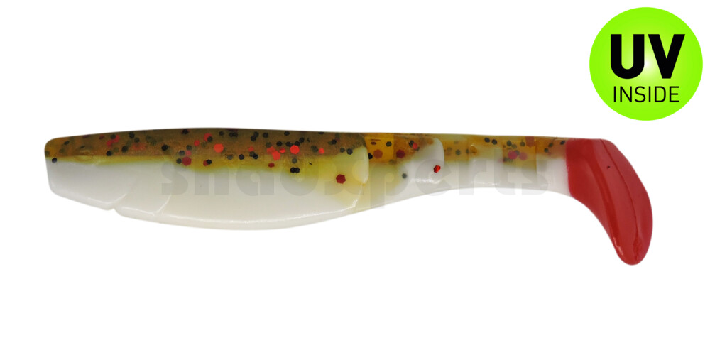 000211B072RT Kopyto-Classic 4" (ca. 11,0 cm) reinweiss / olivebraun-Glitter / red tail