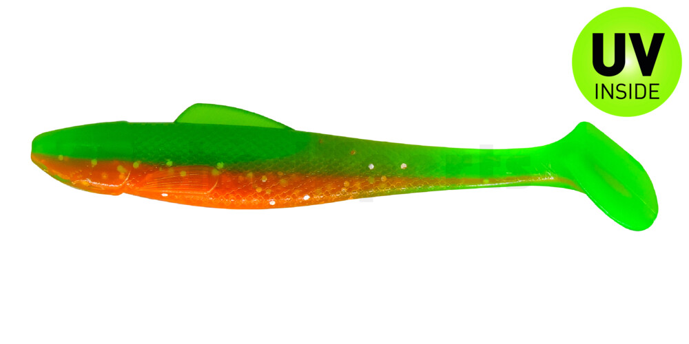 001711B141 Ohio 4" (ca. 11,0 cm) orange-Glitter / fluogrün-Glitter