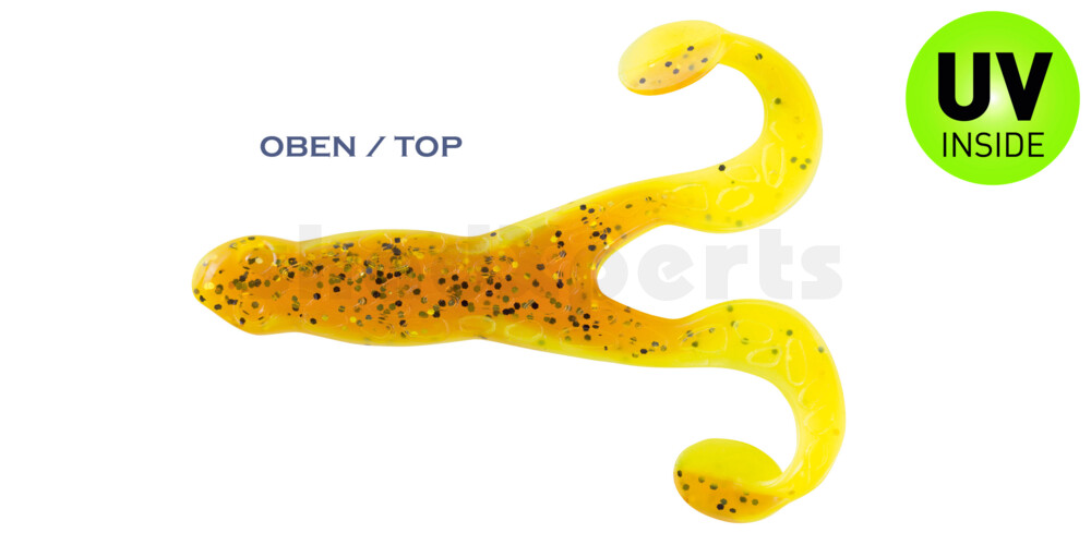 000312B110 Turbofrog 4" (ca.12,0 cm) fluogelb  / olivebraun-Glitter