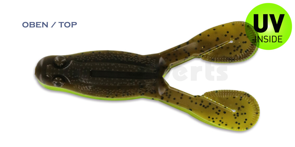 000309008 Tour Toad 4" (ca. 11 cm) Green Pumpkin/Opaque Chartreuse