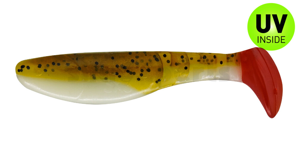 000208B072RT Kopyto-Classic 3" (ca. 8,0 cm) reinweiss / olivebraun-Glitter / red tail