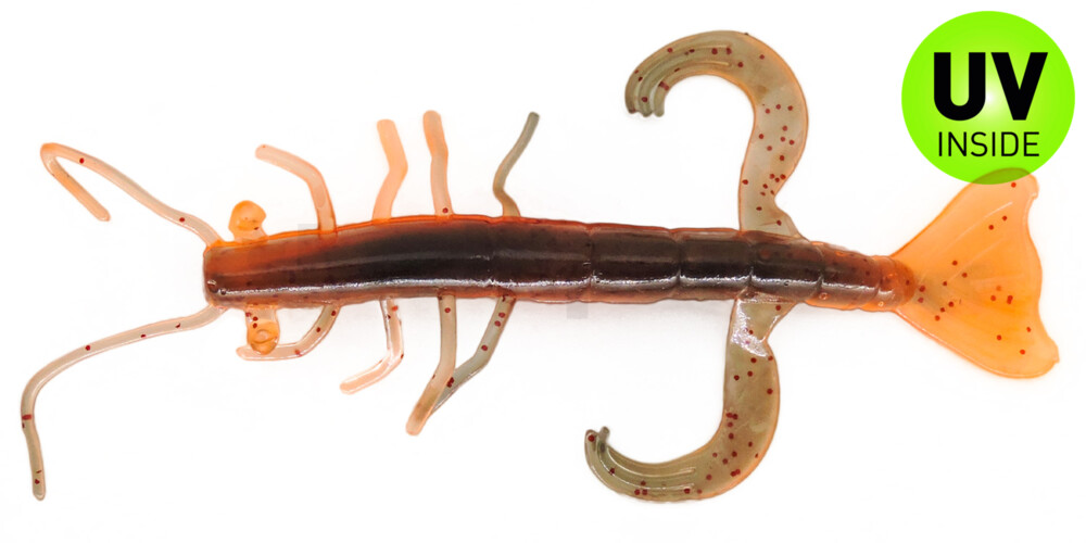 002208B208 Shrimp 3" (ca. 8,0 cm) orange-Glitter / schwarz-Glitter