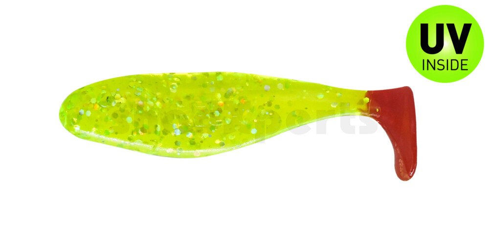 000304066RT Jankes 2" (ca. 5 cm) grün (chartreuse)-Glitter / red tail