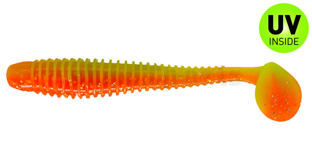 004013B141 Texas 5" (ca. 13 cm) orange-Glitter / fluogrün-Glitter