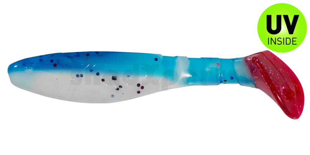 000208B078RT Kopyto-Classic 3" (ca. 8,0 cm) reinweiss / klar blau Glitter / red tail