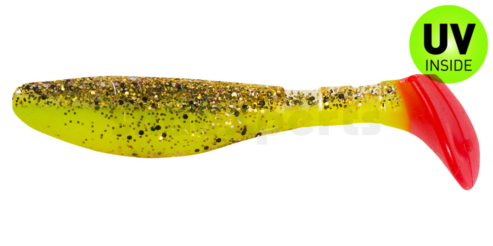 000208B150RT Kopyto-Classic 3" (ca. 8,0 cm) fluogelb  / klar kupfer, schwarz Glitter / red tail