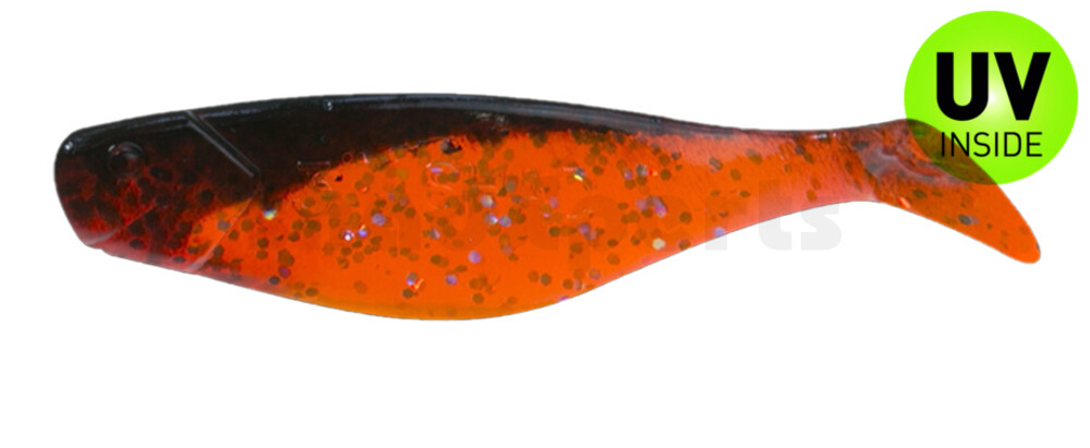 000408122 Shad 3" (ca. 8,0 cm) klar fluoorange-Glitter / schwarz